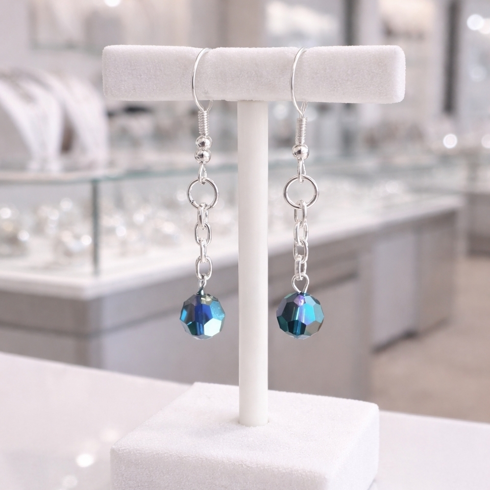 Montana Blue AB Swarovski Crystal Earrings - New Item